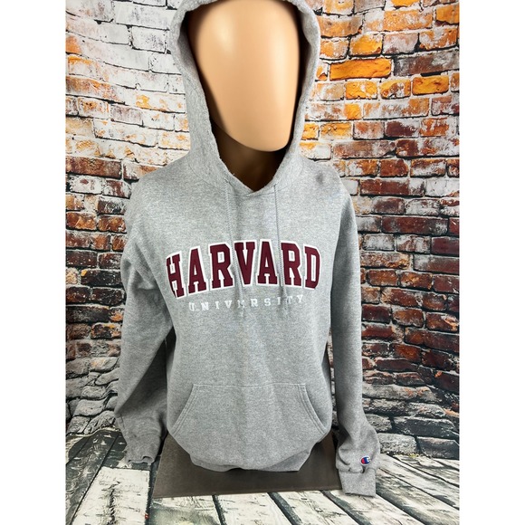 Champion Other - Champion Harvard University Hoodie Grey Heather Fleece Sweatshirt Mens Large